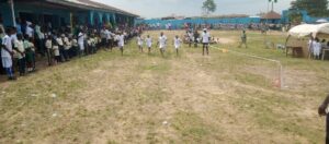 Athletes trying to outmuscle one another